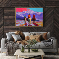 Three Riders Face Mountain Majesty