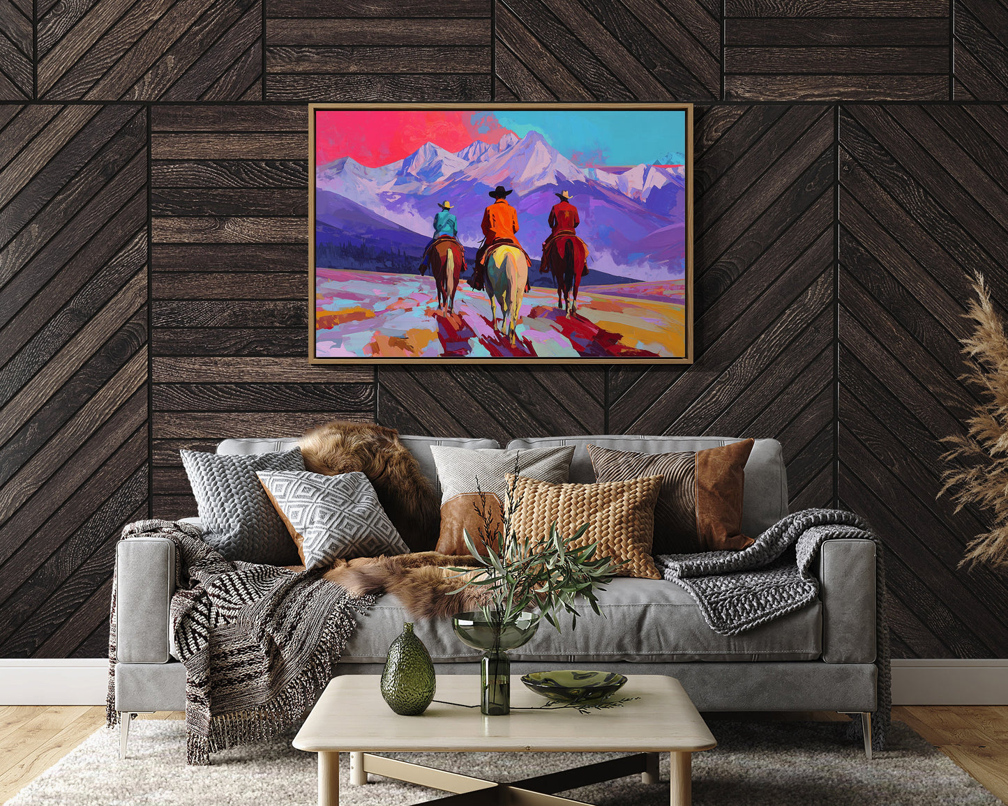 Three Riders Face Mountain Majesty