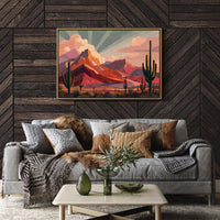 Saguaros Bathe In Coral Light