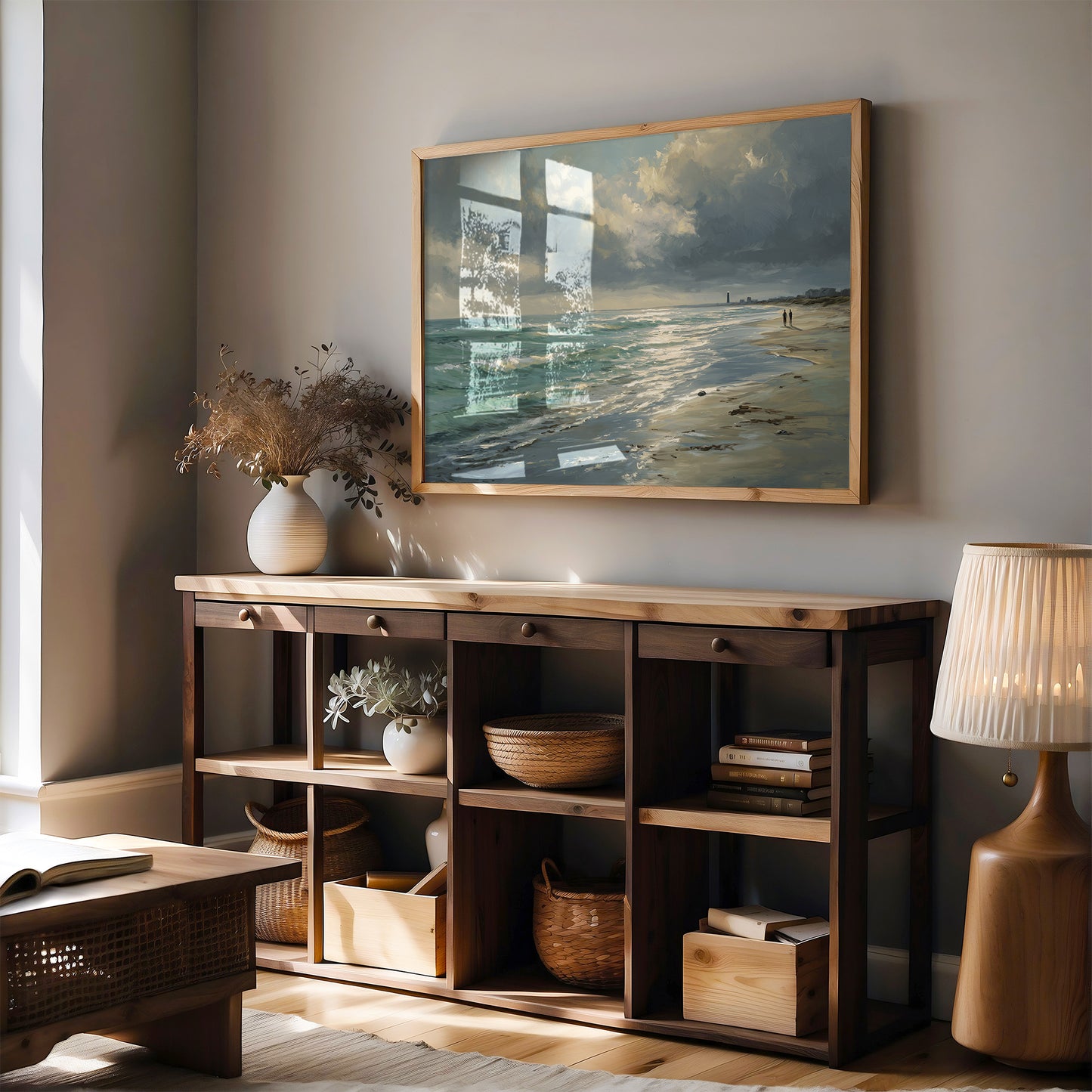 Sunbeams Pierce Coastal Storm Clouds