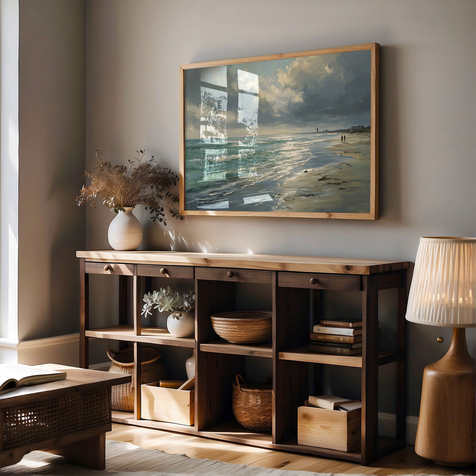 Sunbeams Pierce Coastal Storm Clouds