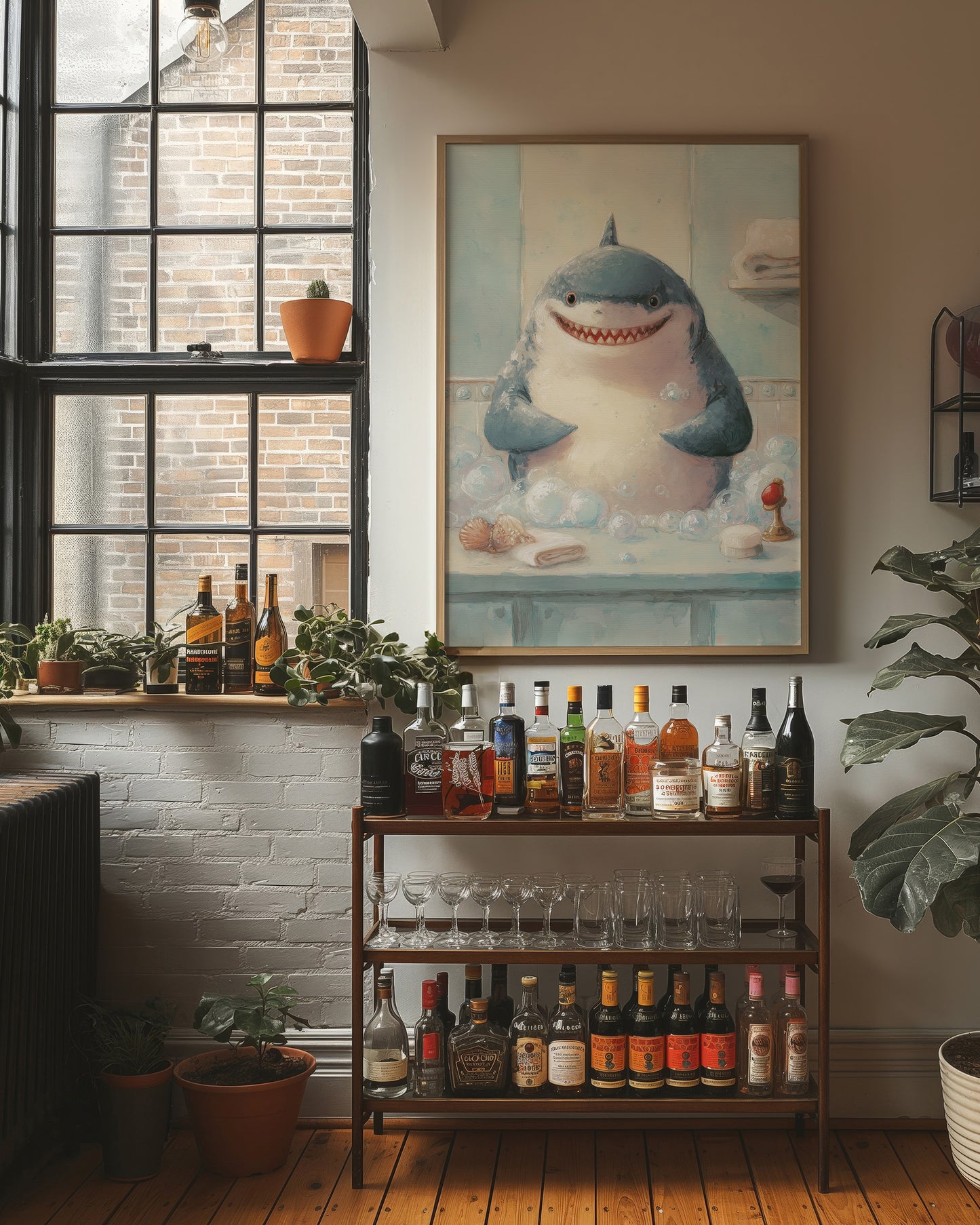 Shark Smiles In Bathtub Bubbles