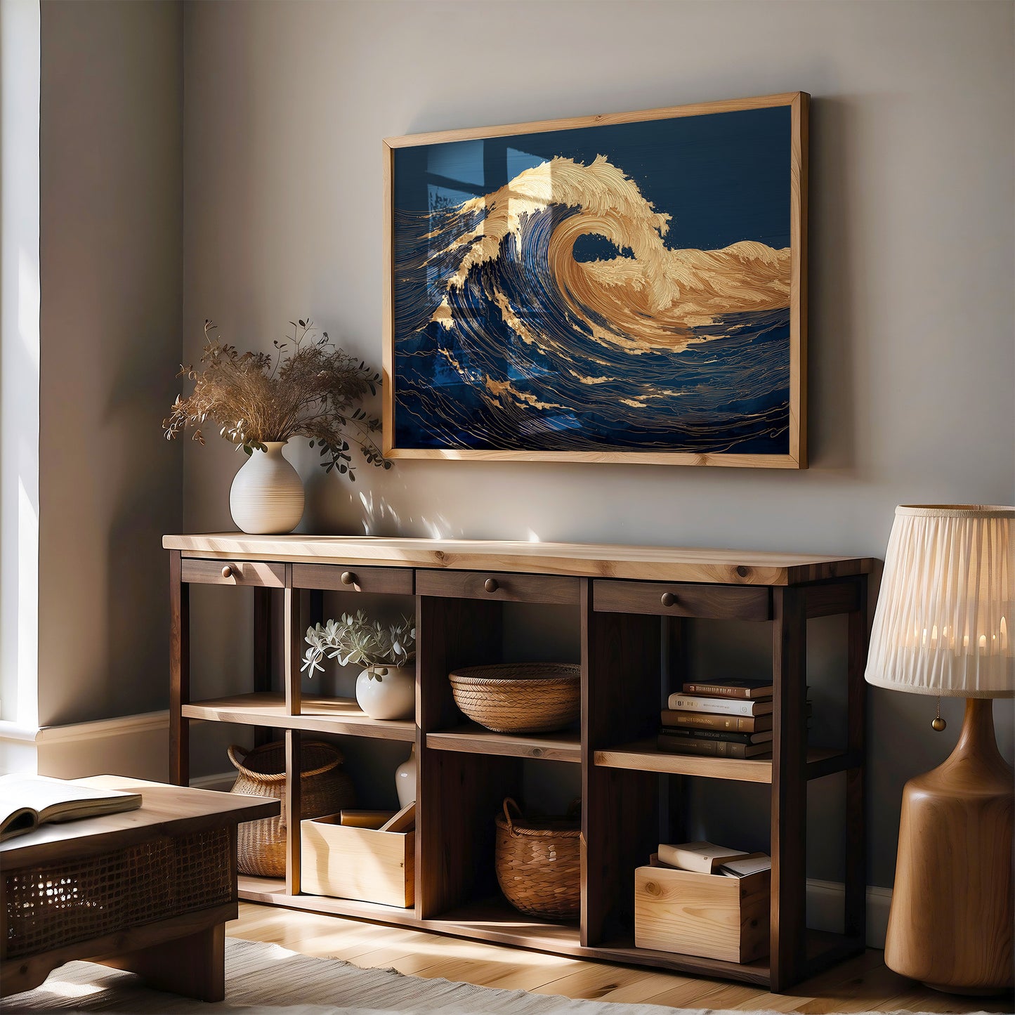 Gilded Currents Against Midnight Sea