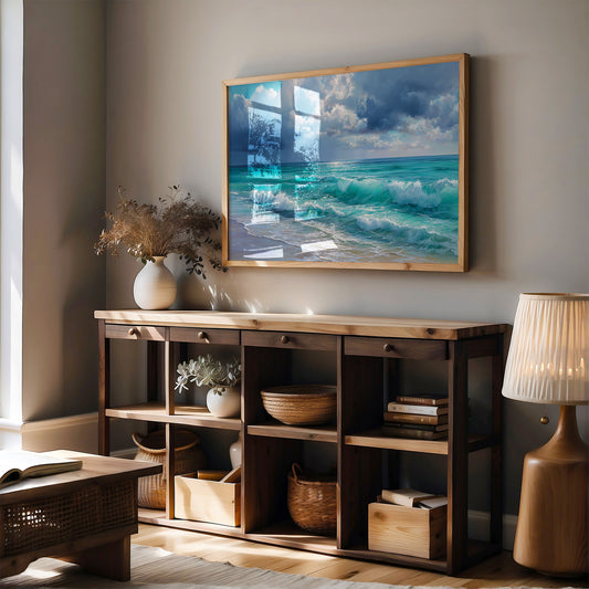 Turquoise Tides Meet Storm Clouds