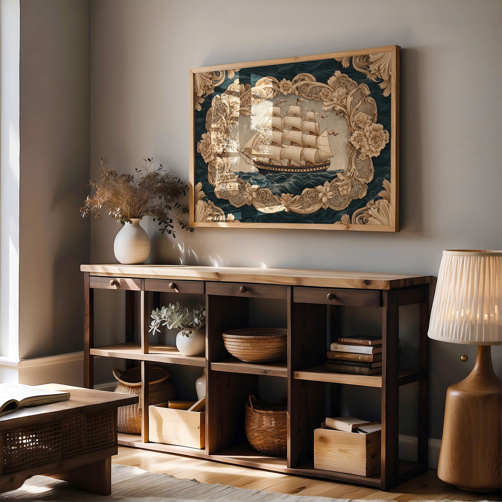 Tall Ships Through Ornate Seas