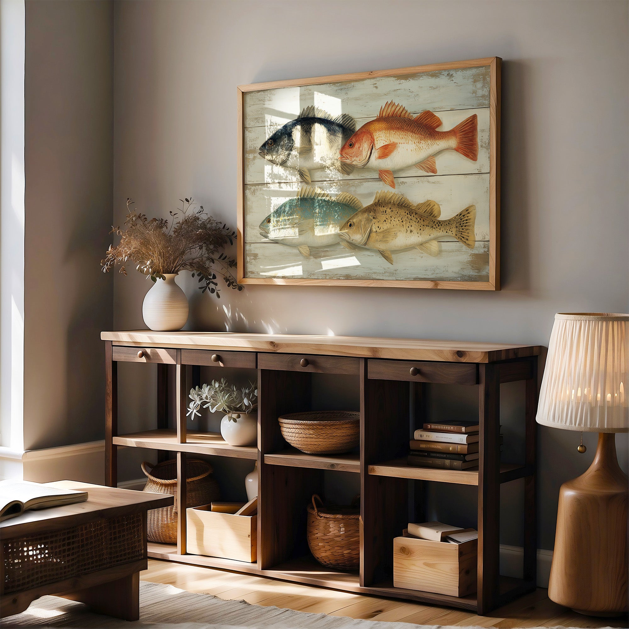 Coastal Catch On Weathered Boards