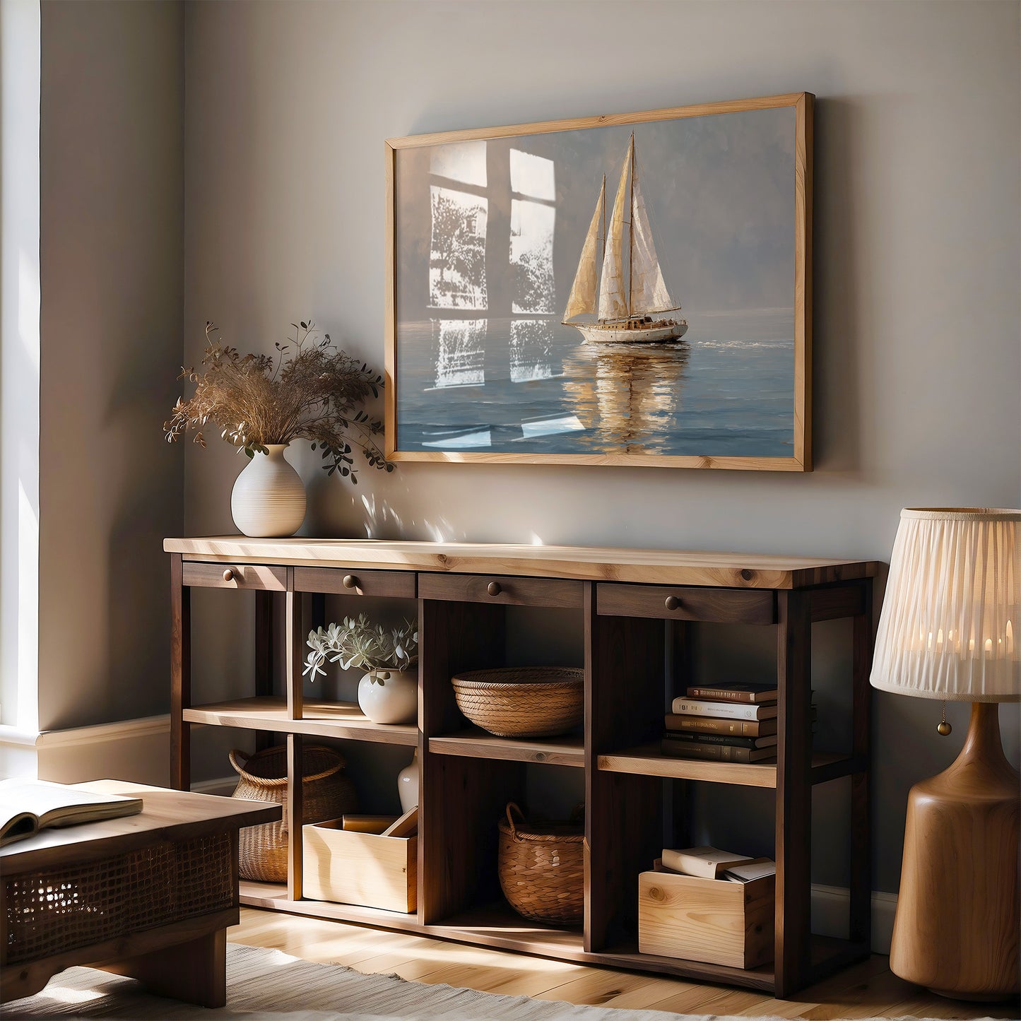 Golden Sails Through Morning Mist