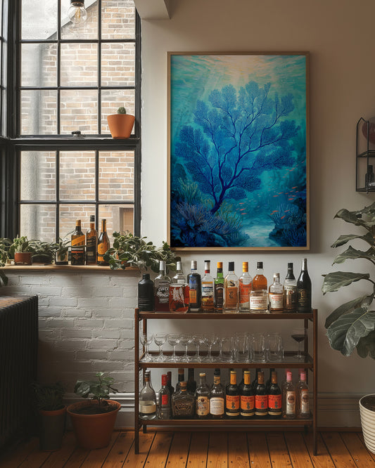 Cobalt Branches In Aqua Depths