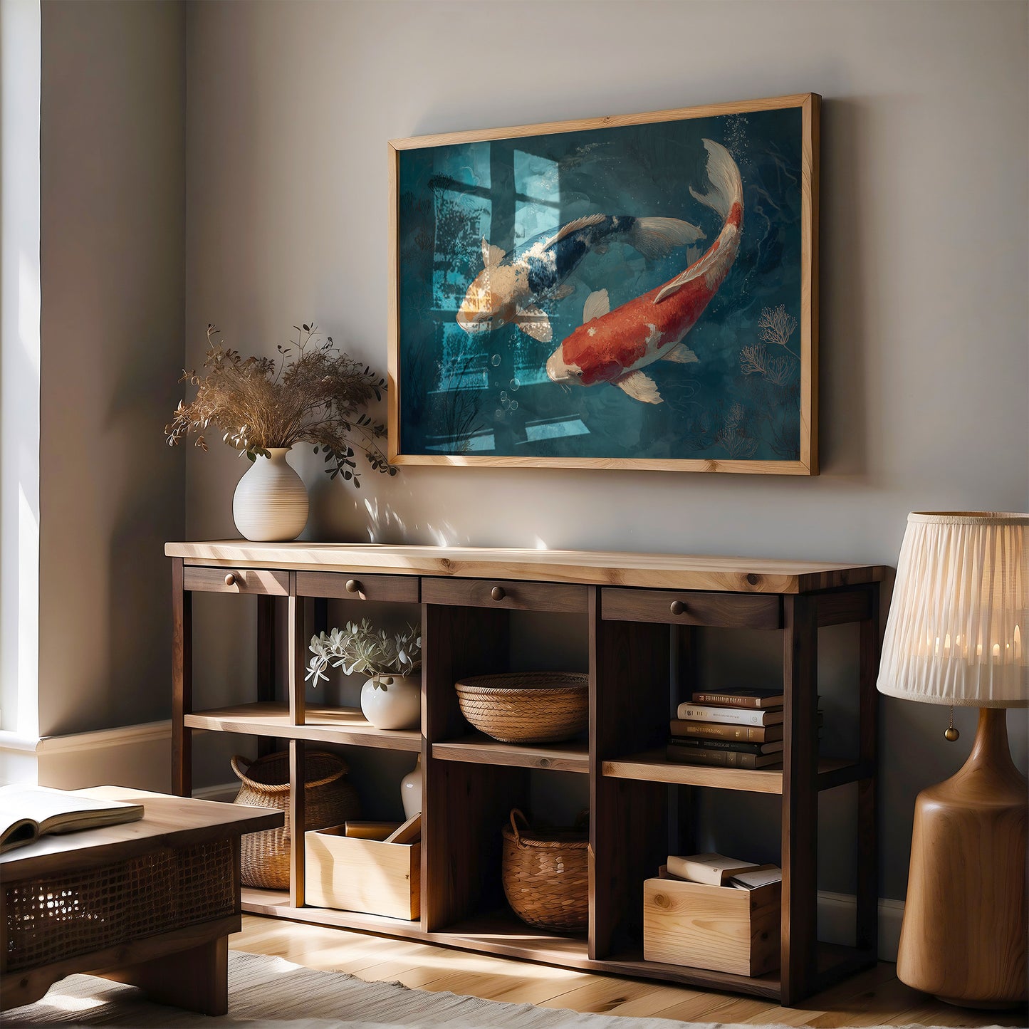 Koi Circle Through Teal Depths