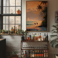 Sunset Surfers Await Their Wave