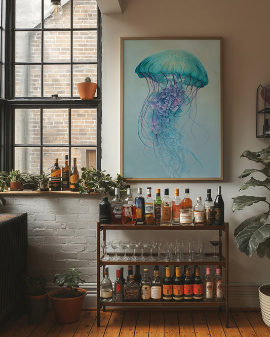 Aqua Bloom Dances Through Glass