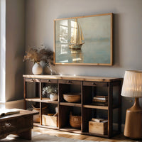 Sailboat Drifts Through Morning Mist