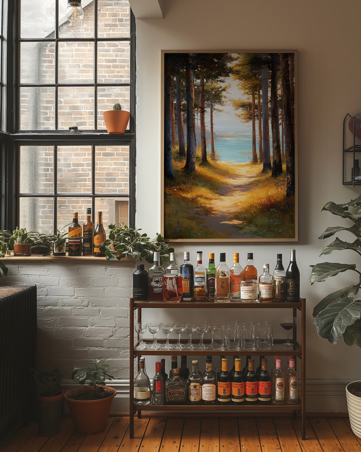 Forest Path Meets Azure Waters