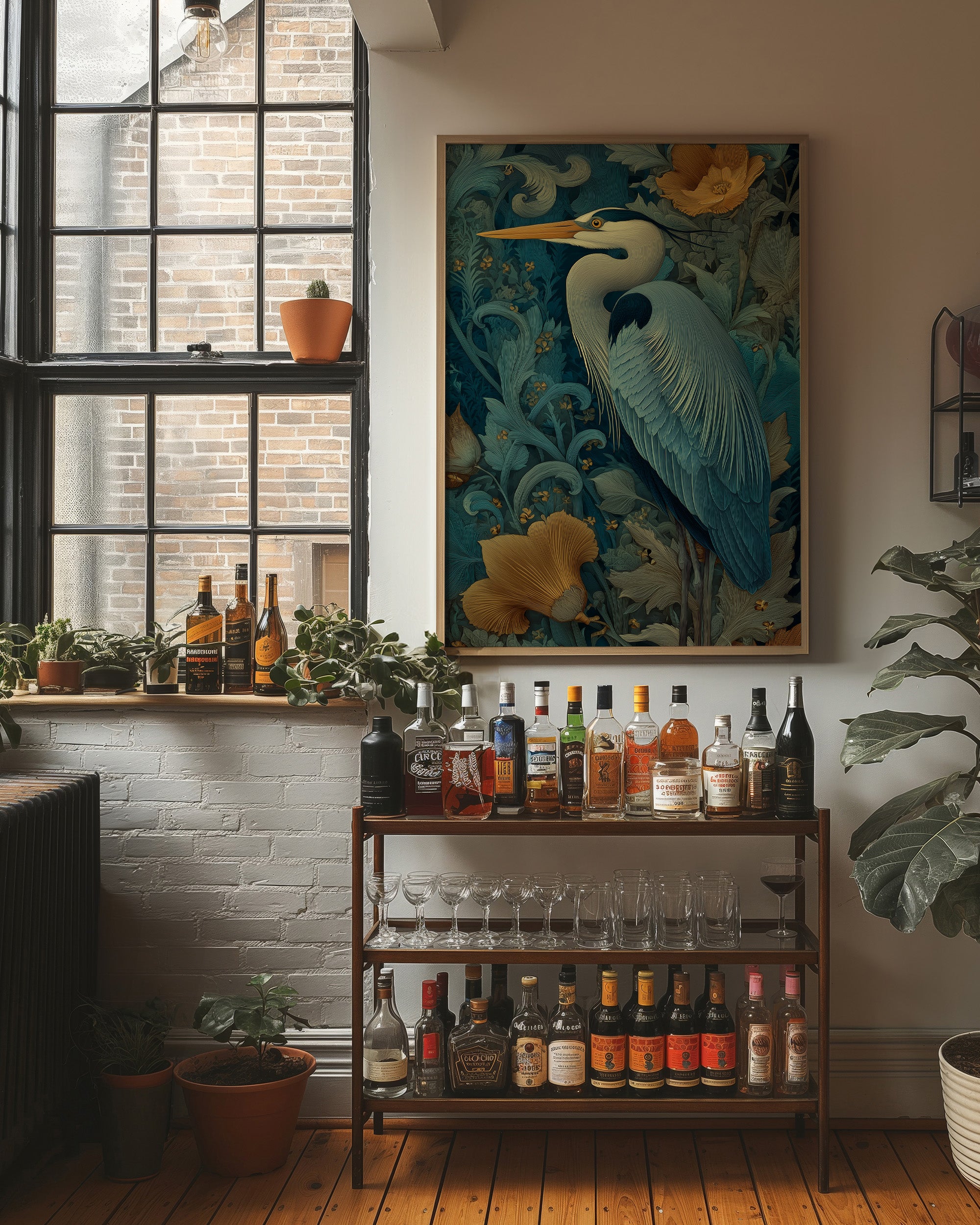 Heron Among Golden Poppies