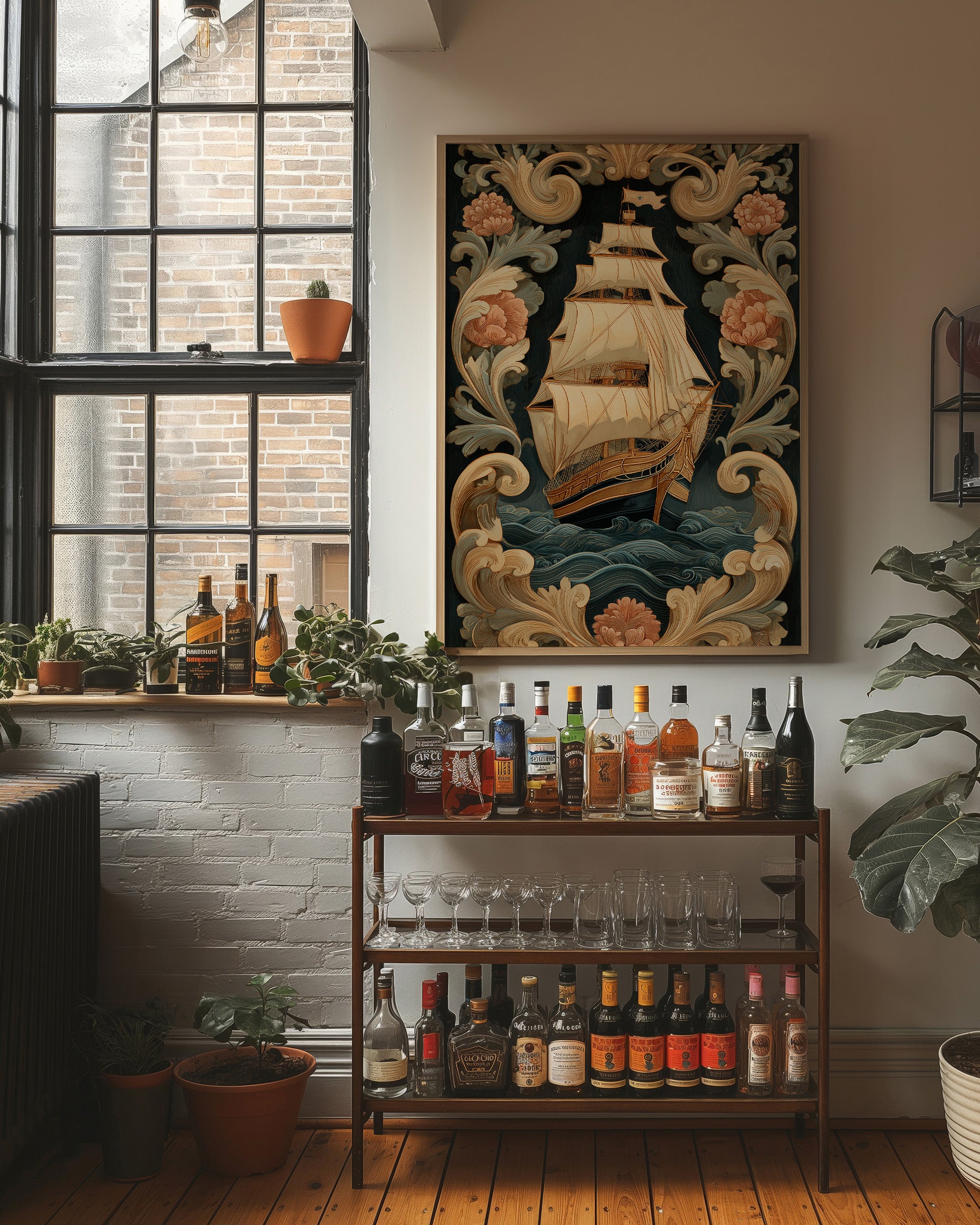 Tall Ships Among Baroque Blooms