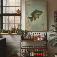 Sunlit Bass Among Pond Reeds