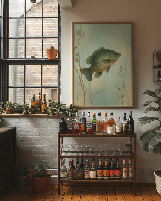 Sunlit Bass Among Pond Reeds