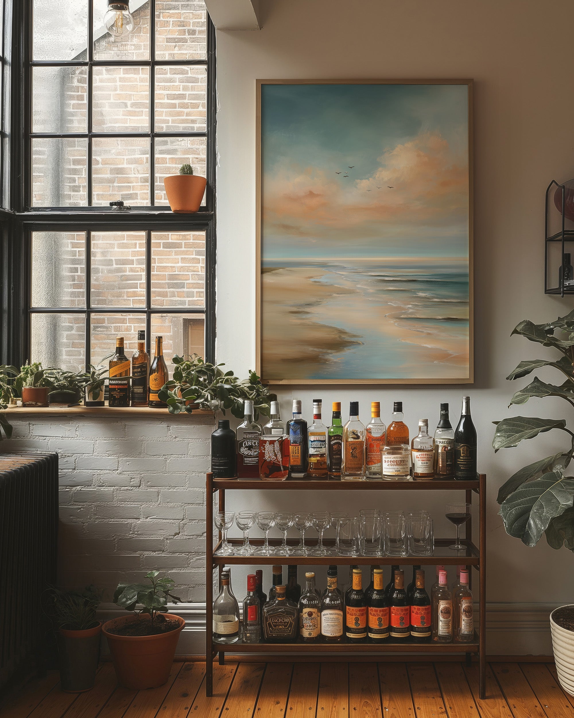 Birds Drift Above Coastal Pastels