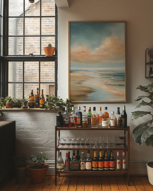 Birds Drift Above Coastal Pastels