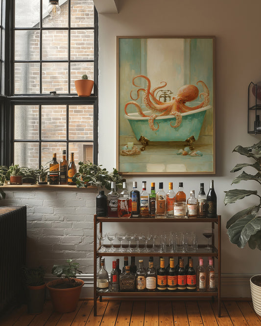 Octopus Soaks In Vintage Tub