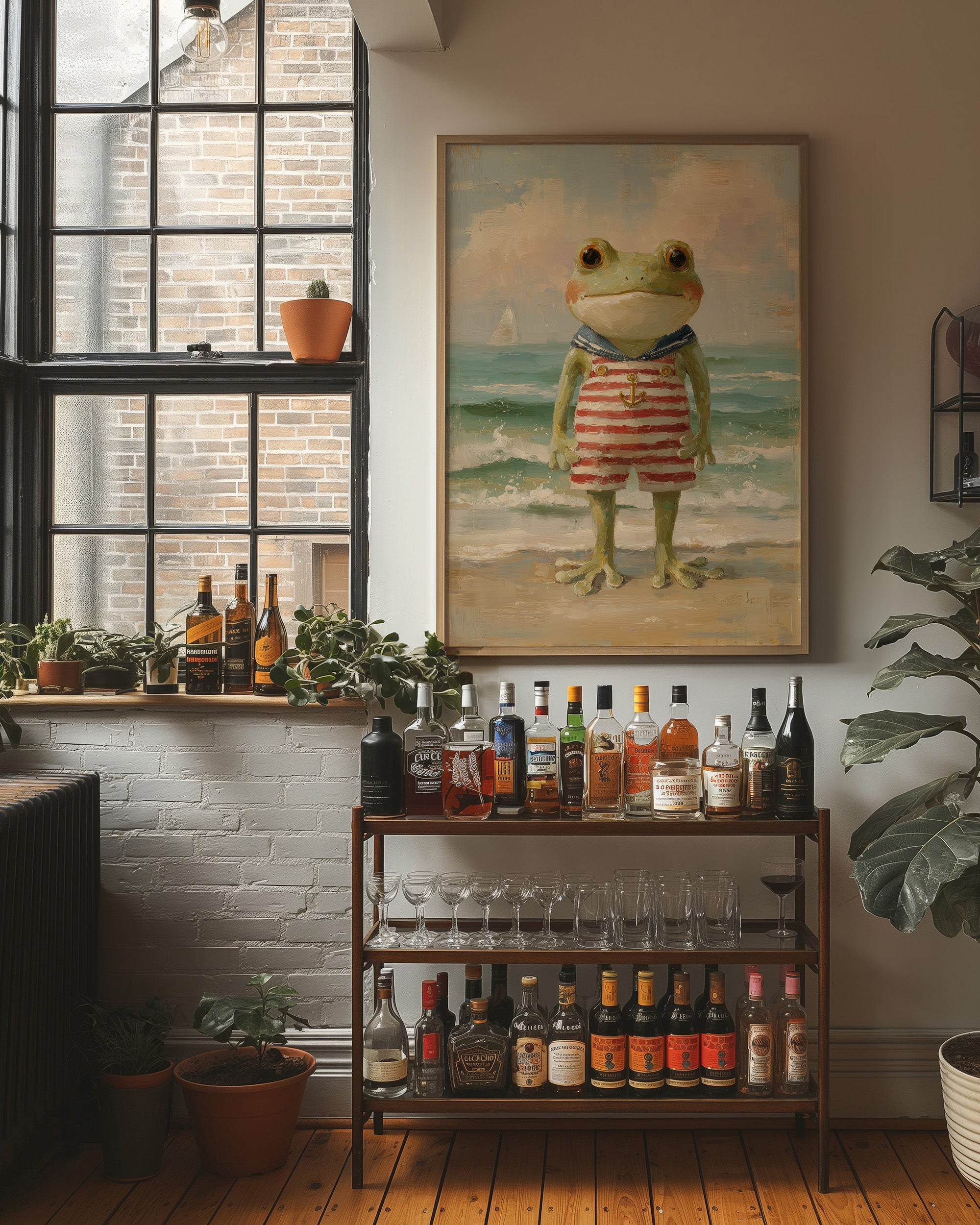 Seaside Frog In Striped Suit