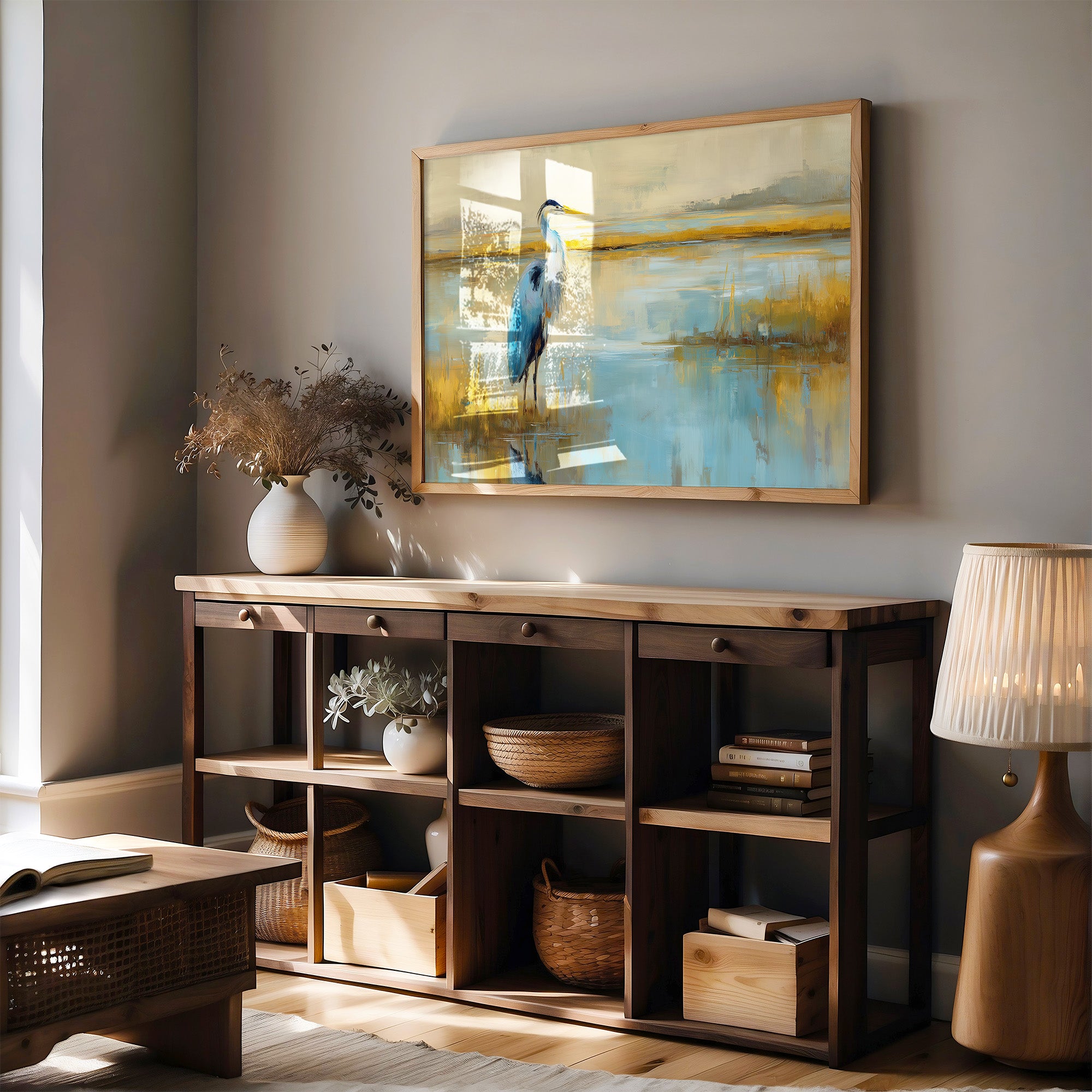 Blue Sentinel At Golden Marsh