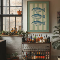 Coastal Blues On Mint Stripes