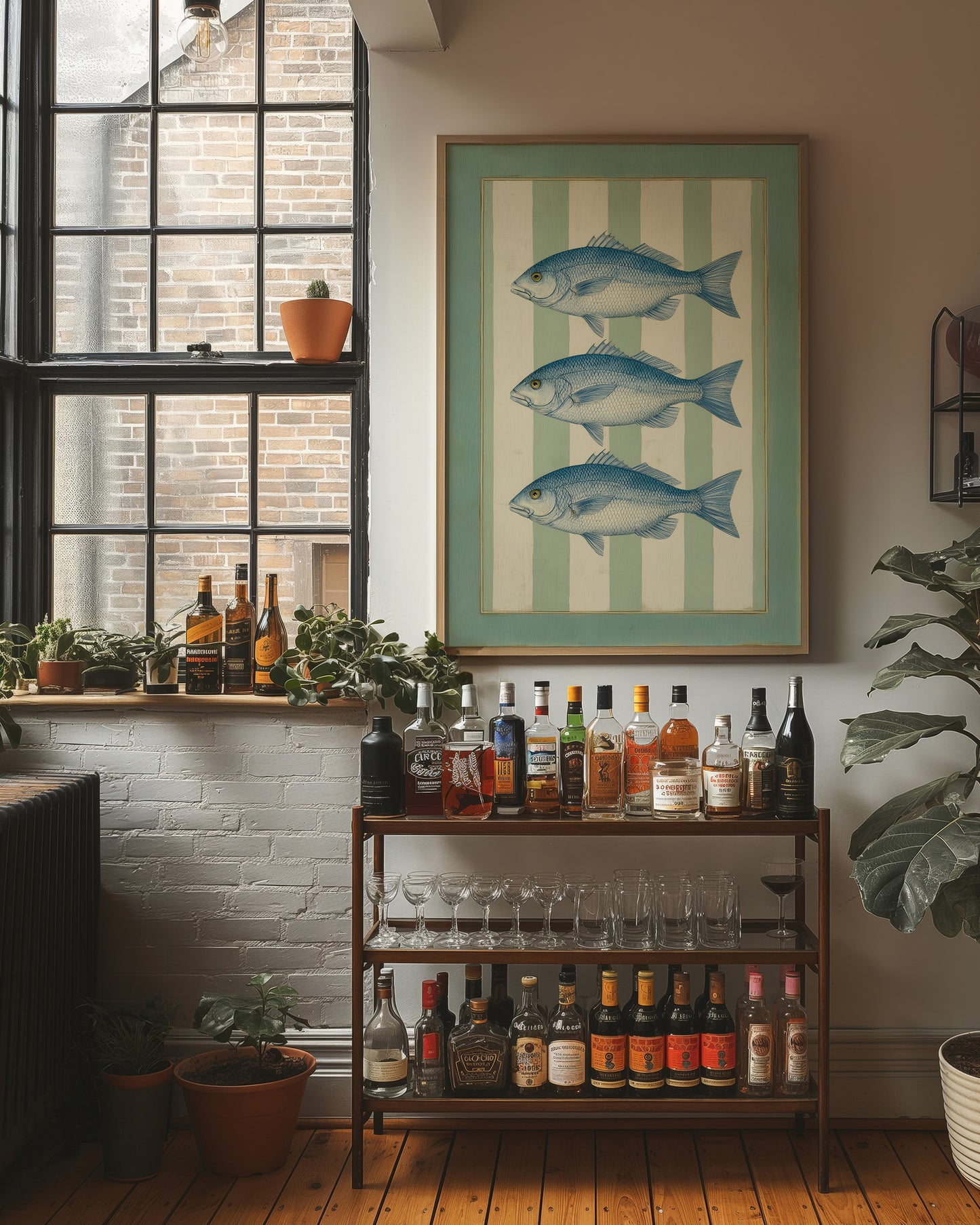 Coastal Blues On Mint Stripes