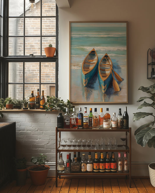 Canoes Rest On Misty Shores