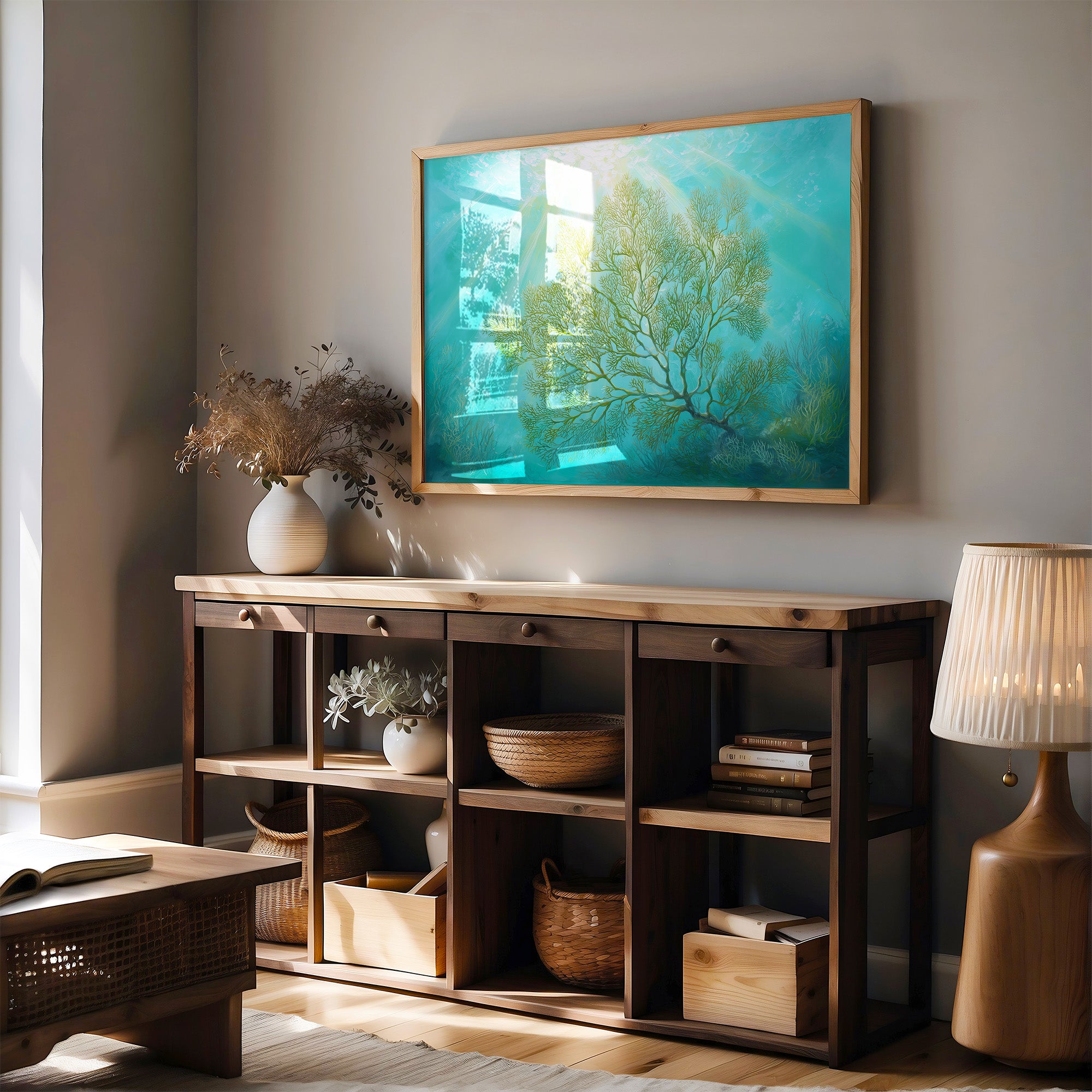 Sunbeams Illuminate Coral Branches