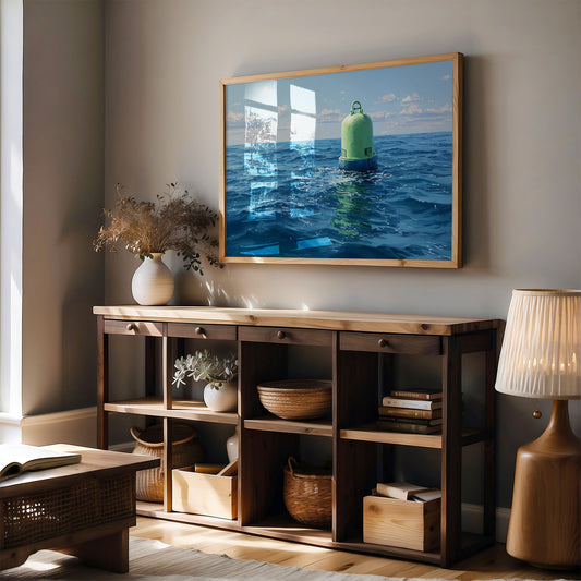 Solitary Buoy Marks Azure Depths