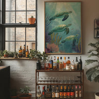 Sea Turtles Dance Through Aquamarine