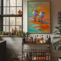 Pastel Shorebirds Walk Together