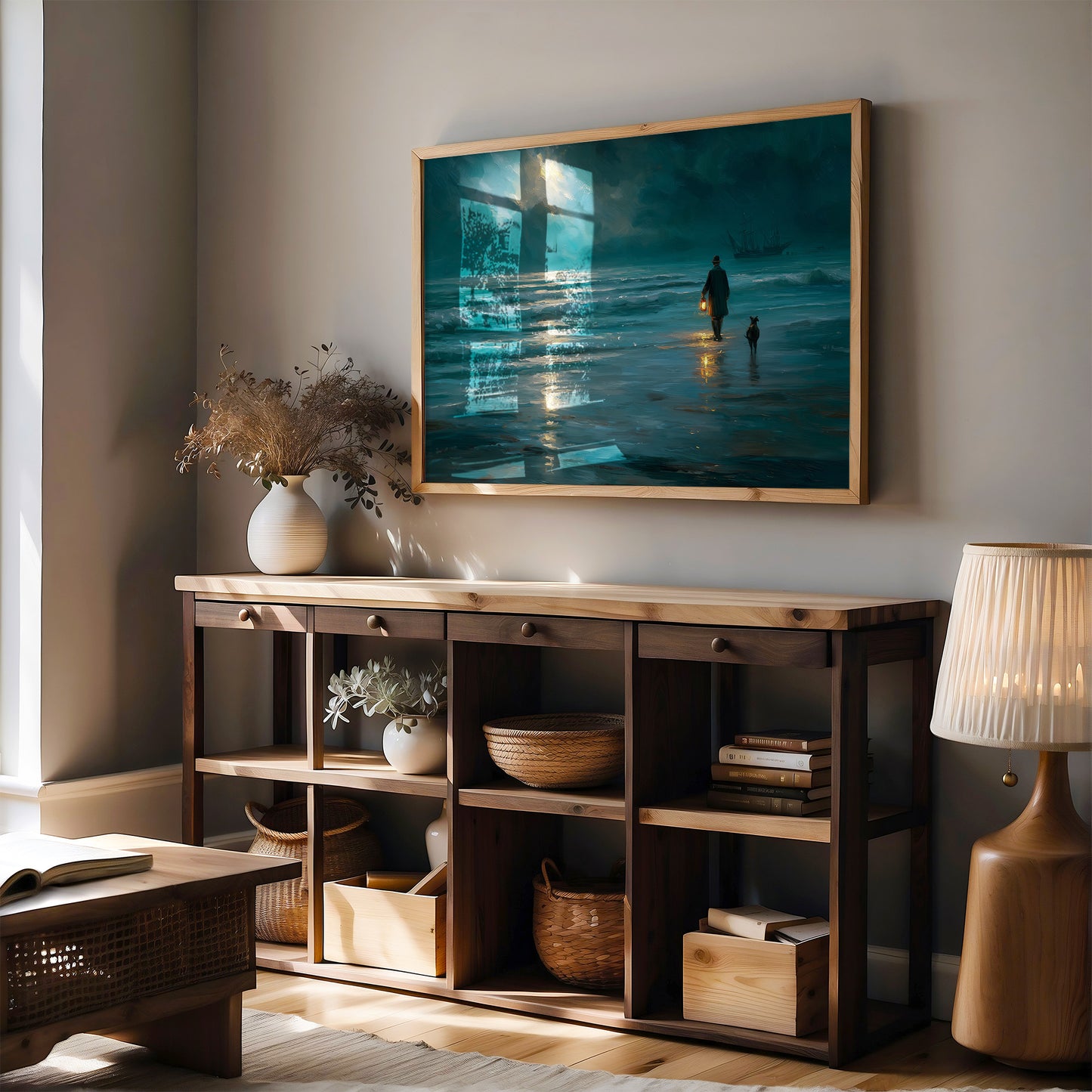 Midnight Walk Along Teal Waters