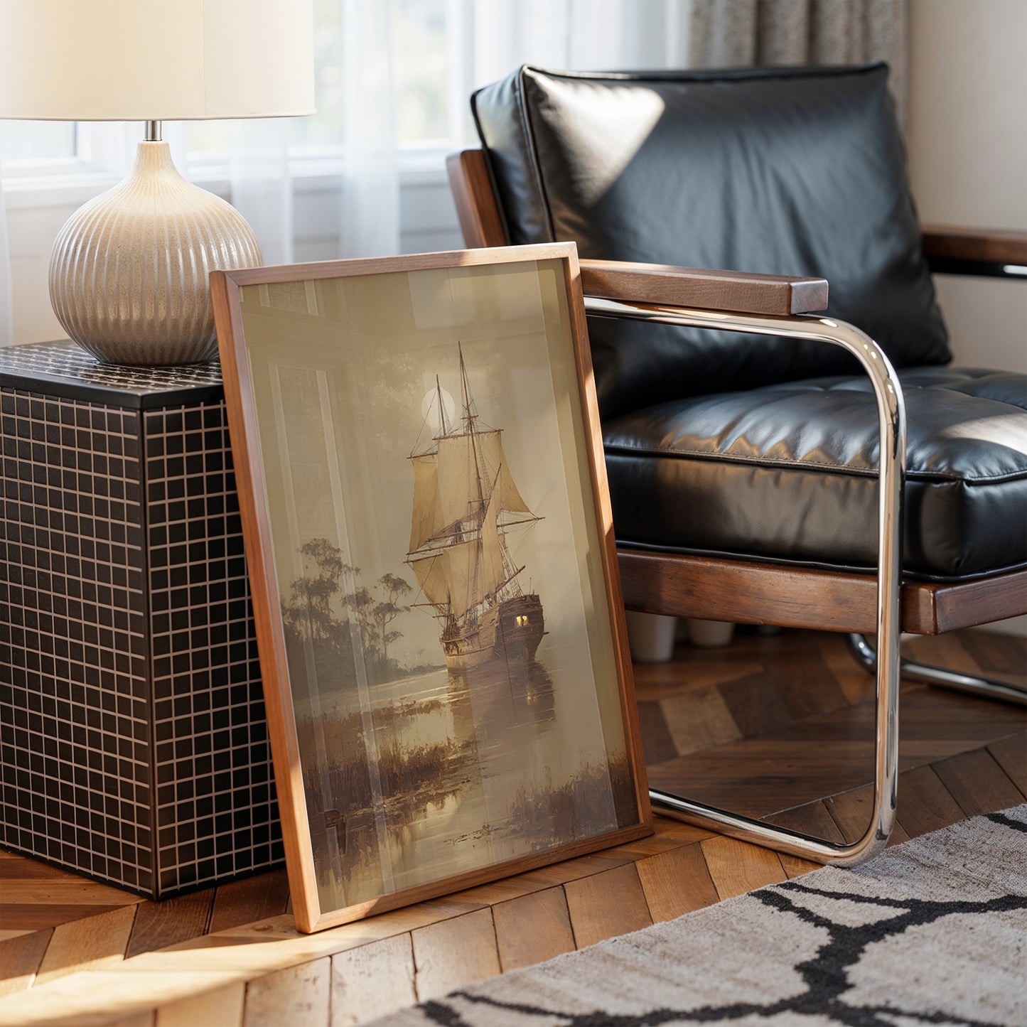 Amber Voyage Through Misty Harbor