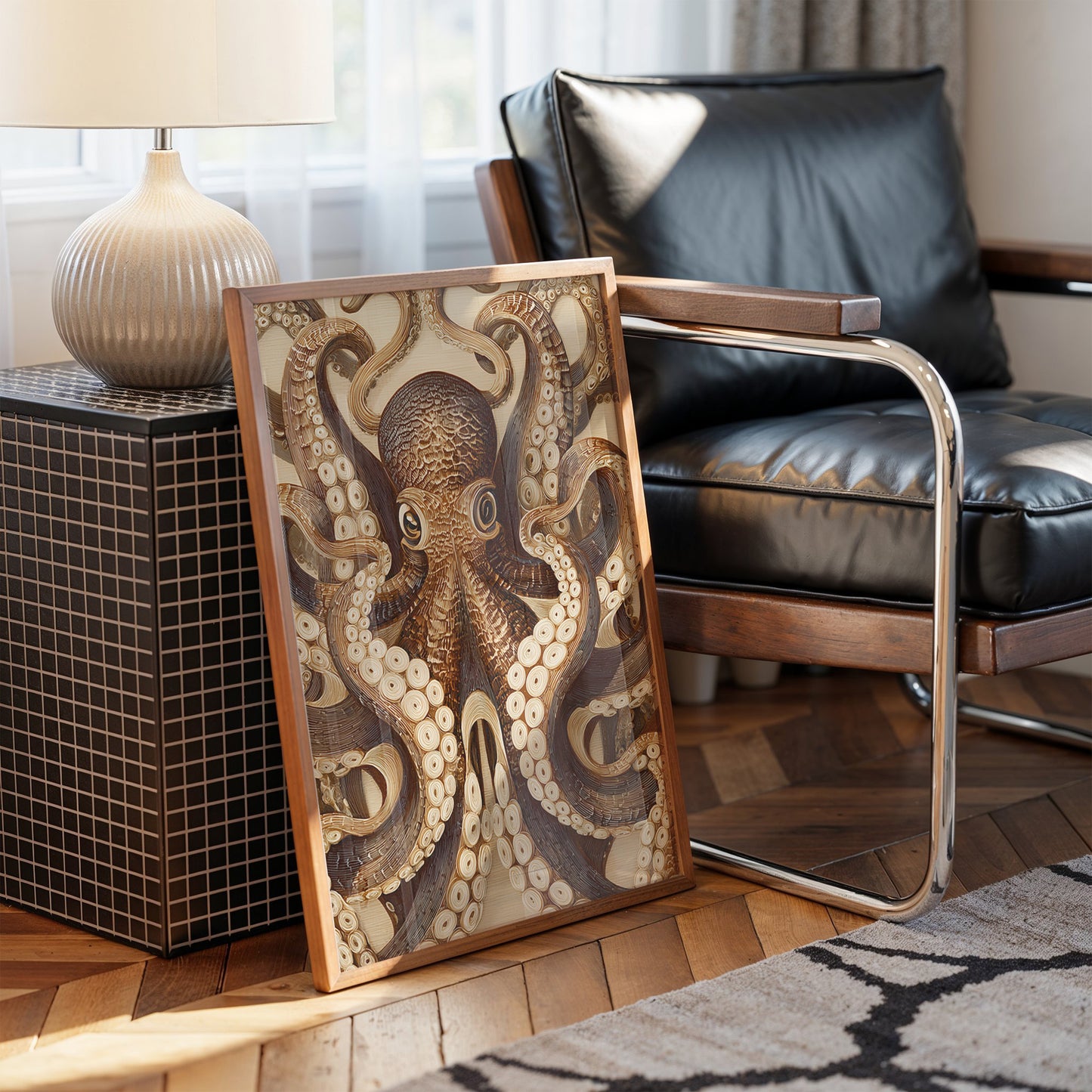 Tentacles Embrace Sepia Shadows