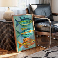 Geometric Trio Glides Through Aqua Depths