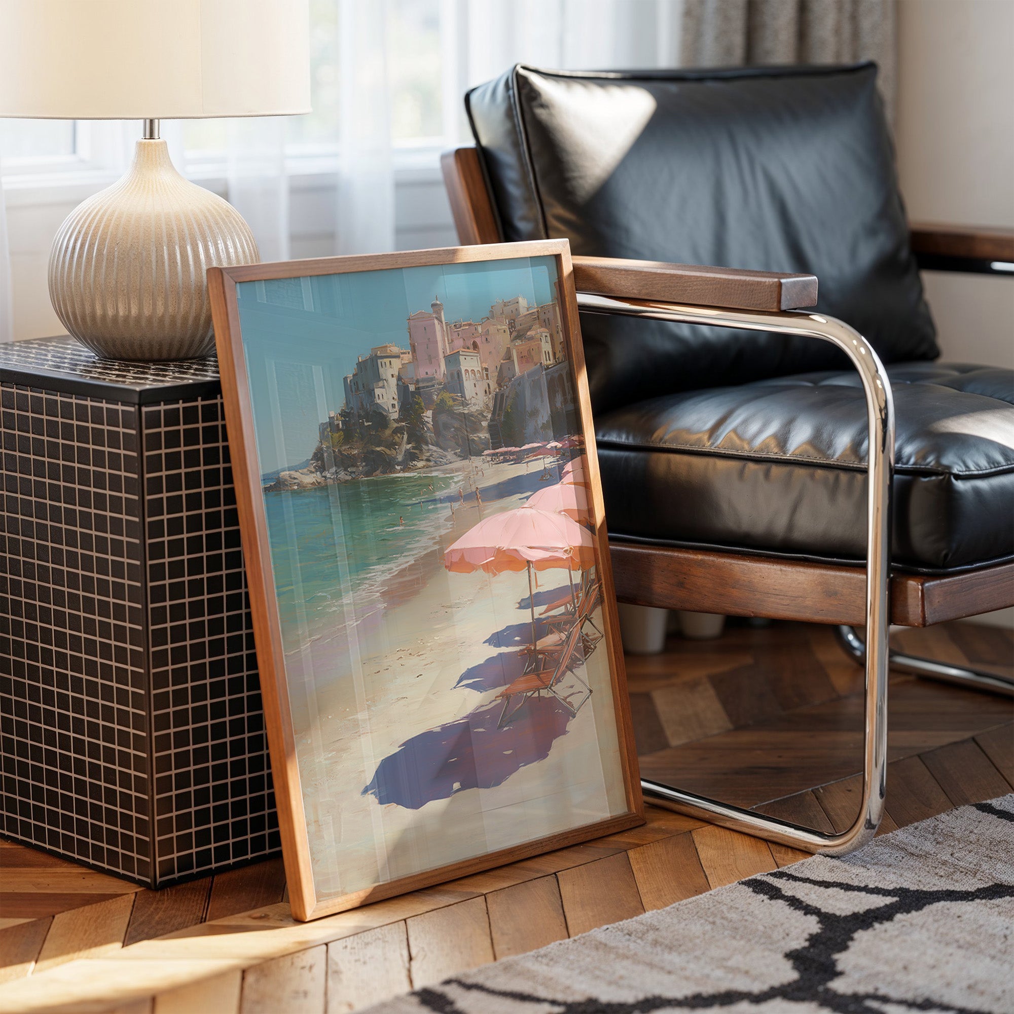 Coral Parasols Guard Mediterranean Dreams