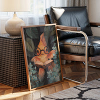 Scholarly Goldfish Navigates Aquatic Library