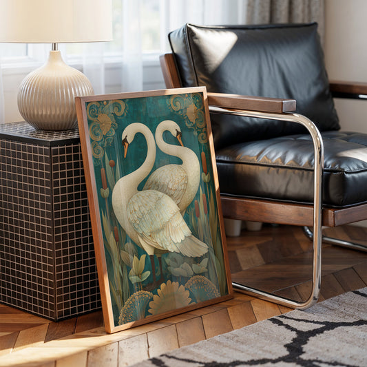 Elegant Duet Against Emerald Waters