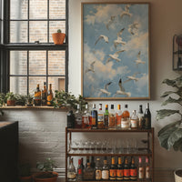 Seagulls Traverse Azure Freedom