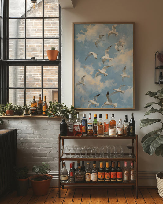 Seagulls Traverse Azure Freedom