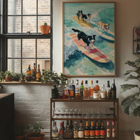 Surfboard Symphony: Canine Wave Riders