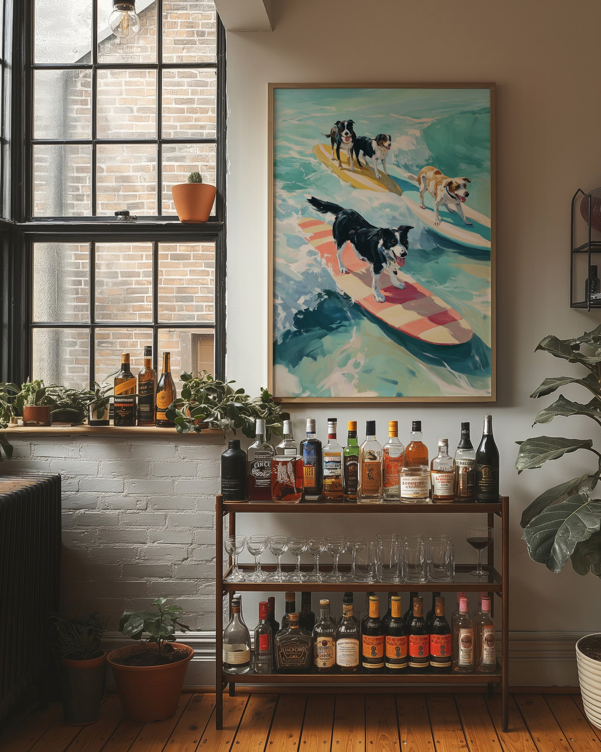 Surfboard Symphony: Canine Wave Riders