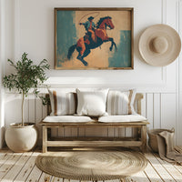 Rodeo Silhouette Dances Against Turquoise Sky