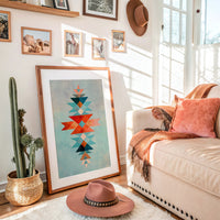 Geometric Harmony in Turquoise and Coral