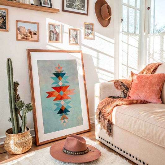 Geometric Harmony in Turquoise and Coral
