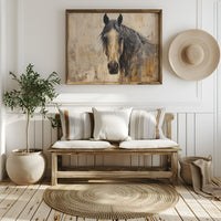 Noble Gaze Through Weathered Canvas
