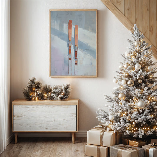 Alpine Duet: Copper Skis at Rest