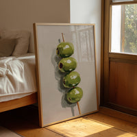 Verdant Olives on Wooden Skewer